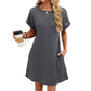 🎉 LIMITED TIME 50% OFF! 👗 Women's Short Sleeve Lace Patchwork A-Line Dress – Elegant Lace Detail & Breathable Knit Fabric 🌸