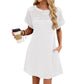 🎉 LIMITED TIME 50% OFF! 👗 Women's Short Sleeve Lace Patchwork A-Line Dress – Elegant Lace Detail & Breathable Knit Fabric 🌸