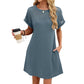 🎉 LIMITED TIME 50% OFF! 👗 Women's Short Sleeve Lace Patchwork A-Line Dress – Elegant Lace Detail & Breathable Knit Fabric 🌸