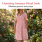 Women's Casual V-Neck Print Dress with Pockets