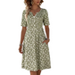 Women's Casual V-Neck Print Dress with Pockets
