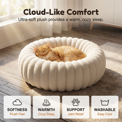 🐾 Cuccia Rotonda Ultra-Morbida Calmante per Gatti e Cani ✨🛌 - Bordo Rialzato | Imbottitura Ortopedica | Peluche Premium | 5 Colori | 6 Misure | 50% DI SCONTO