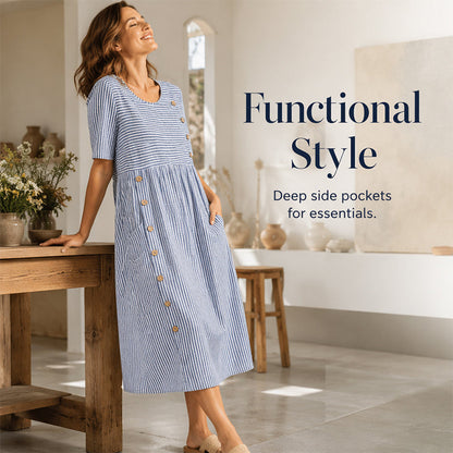 🎉 🔥 OFFERTA LIMITATA – 56% DI SCONTO! 🔥 Abito casual da donna a righe con vestibilità comoda