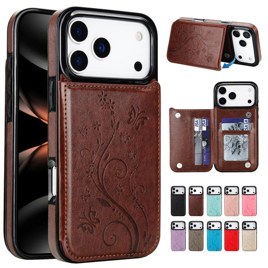 Elegante custodia per cellulare con portacarte a motivi floreali