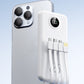 Power bank con ricarica rapida e cavi integrati