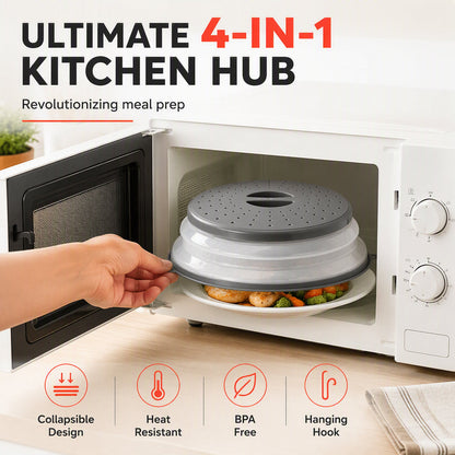 Copertura antip schizzi pieghevole 2 in 1 per forno a microonde