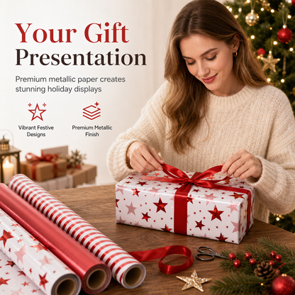 🎁 Rendi ogni regalo davvero speciale — Rotolo di carta da regalo natalizia