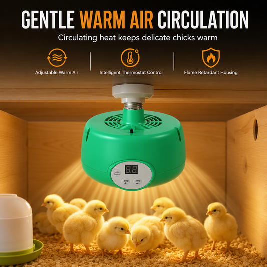 🐣Riscaldatore E27 per Incubatrice e Pulcini 🔥 | Termostato Digitale, Ventilazione ad Aria Calda | 220 V UE, 3 Colori