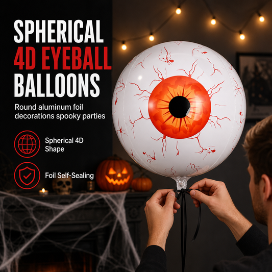 🎃 Palloncini giganti a forma di bulbo oculare 4D da 22" | Decorazioni da brivido per feste di Halloween: per una casa e un giardino da brivido