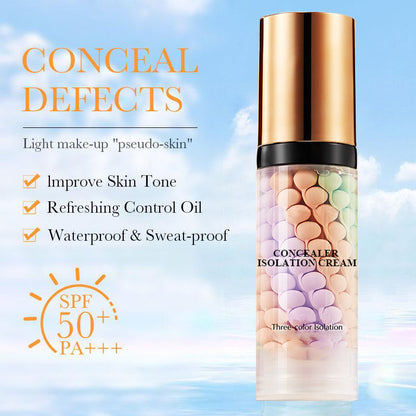 Idratazione delicata a 3 colori Illumina il tono della pelle Crema isolante correttore impermeabile